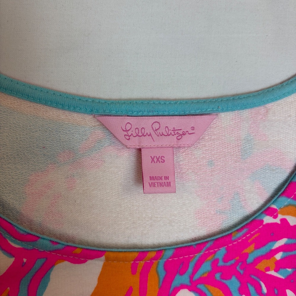 Lilly Pulitzer Shift Dress Sleeveless French Terry Cutout Back Floral XXS Resort - Picture 4 of 7